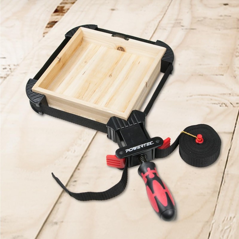 POWERTEC 4PK Strap Clamps for Woodworking – Quick Release Band