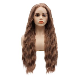 LUSHY BEAUTY Hair Synthetic Lace Front Wig Wavy Long 26inch Honey Blonde Mix Heavy Density Heat Resistant Realistic Wig