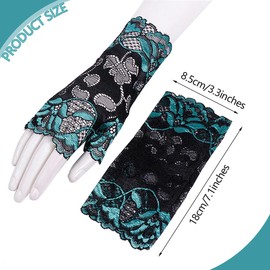 Getrays Women's UV Protection Gloves, 2 Pairs Short, Floral Pattern, Lace Gloves, Sun Protection, Breathable, Fingerless Gloves, Anti-Slip, UV Protection, Driving Gloves, For Commuting To Work, a