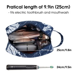 Travel Toiletry Wash Bag for Women Traveling Dopp Kit Makeup Bag Organizer for Toiletries Accessories Cosmetics (Blue Lotus)