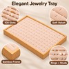 Bamboo Wood Velvet Ring & Stud Earring Display Tray –