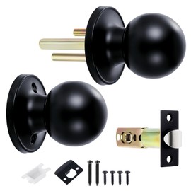Coolty Passage Door Knob Set Keyless Non Locking Round Door Handle Ideal for Non-Locking Interior Doors Kitchen Closet Pantry Closet Hallway Doors (Black)