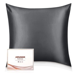 Adubor 100% Silk Pillowcase 80 x 80 cm for Hair and Skin with Hidden Zip, Both Sides, 22 Momme Silk, 900 Thread Count (Grey Space, 1 Piece)