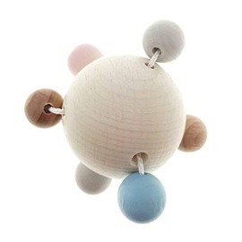 Hess Holzspielzeug 11125 Wooden Rattle Ball Shape from 3 Months Approx. 6 x 6 x 6 cm Gift for Birth or Christening Multi-Coloured 50 g