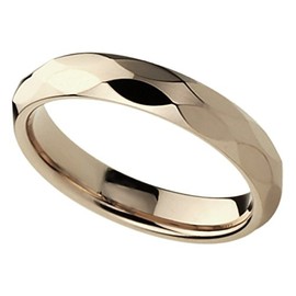 DoubleAccent 4mm Titanium Faceted Wedding Bands Promise Rings Rose Tone Comfort Fit Ring