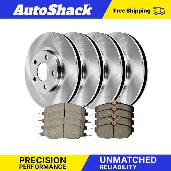 Auto Shack Front Rear Brake Rotors Premium Ceramic Pads for