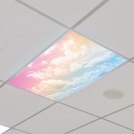Outus 4 Pcs Fluorescent Light Cover Classroom Light Cover with 10 Magnets Light Filter Magnetic Ceiling Light Cover Panel 2 x 4 ft (23.62 x 47.24 in) Reduce Glare for Office School(Rainbow)