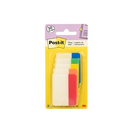 Post-it Tabs, 2 pulgadas, sólido, colores surtidos, 6 pestañas/color, 5 colores, 30 pestañas/paquete (686-ROYGB)