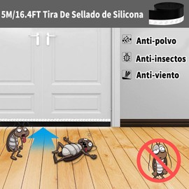 OranSee Tira de Sellado de Ventanas Autoadhesiva, Sello de Puerta Burlete Autoadhesivo de Goma de Silicona, Burlete Bajo Puerta para Prueba De Viento Antipolvo Aislamiento Acústico, 5m*45mm (Negro)