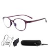 [Soarea] 丸型老眼鏡 おしゃれ パープル リーディンググラス超軽量柔らかいフレームシニアグラス ブルーライトカット老眼 鏡 お洒落丸メガネ7103 (パープル, 1.5
