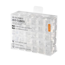 COIZYZZL Reusable Ice Cubes - Quick Freeze Clear Plastic Square Ice cubes With Resealable Bag Pack Of 30/60 (60, Clear)