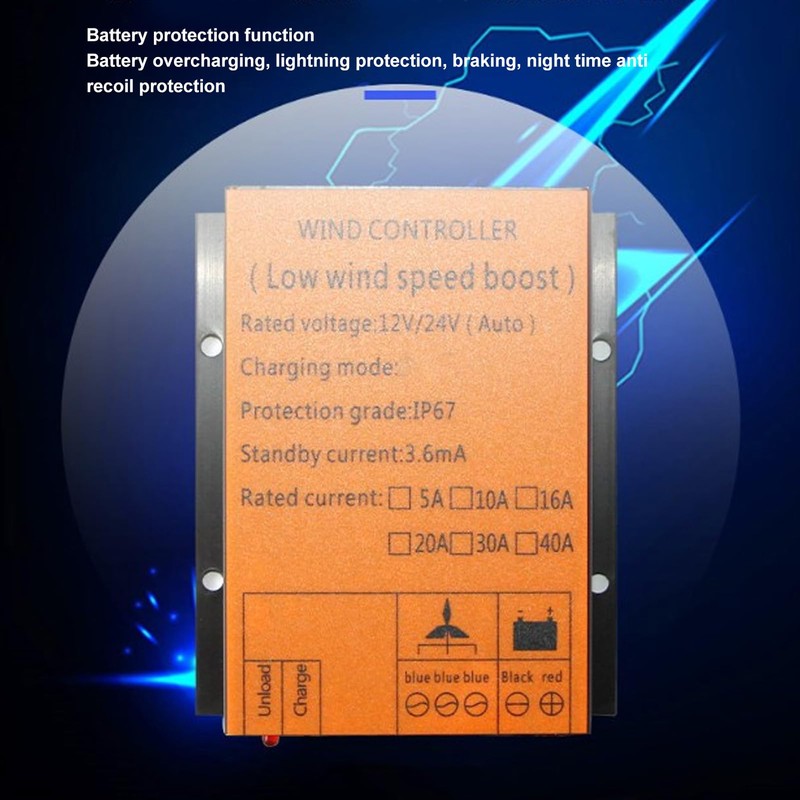 MPPT Wind Turbine Controller, 12V/24V 40A Universal Wind Turbine Generator
