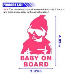 Baby on Board Sticker for Car, Funny Baby Safety Car Signs, Adhesive, Removable, Reflective, Waterproof, Cute Safety Caution Decal, No Need for Magnet or Suction Cup (2PCS Pink)