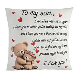 to My Son Throw Pillow Cover - 18x18in Cushion Case, Machine Washable & Easy Care, Ideal for Sofa Binge-Watching & Bedside Reading, Adds Warmth to His Daily Life, Fits Bedroom/Living Room Decor