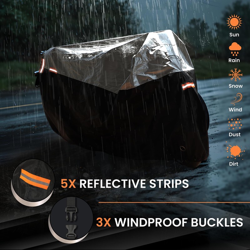 FROSHKAR Motorcycle Cover Waterproof Outdoor - All Weather Protection from