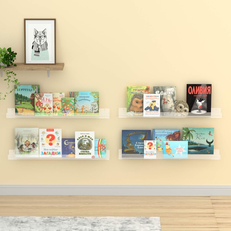 NIUBEE Kids Acrylic Floating Bookshelf 36 Inch,Clear Invisible Wall Bookshelves