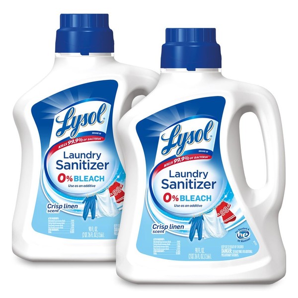 Lysol Laundry Sanitizer Additive, Crisp Linen, 90 Fl Oz (Pack of 2)