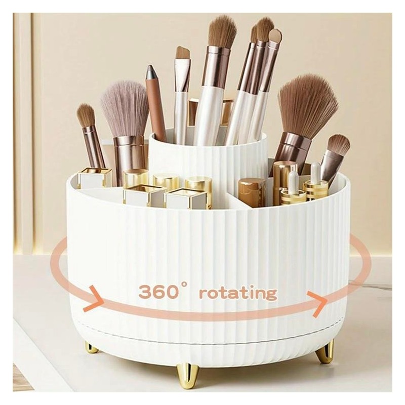 360° Rotating Brush Organizer – Vanity & Bathroom Storage Tray