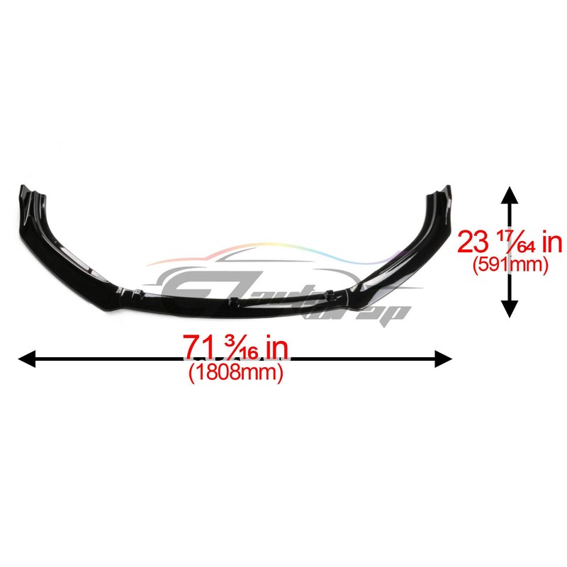 EZAUTO WRAP 3PCS Gloss Black Front Bumper Lip Body Kit
