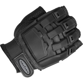 Evike Airsoft - Matrix Half Finger Rubber-Shell Tactical Gloves (Color: Black/XL-XXL)