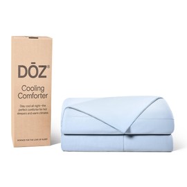 DOZ Summer Cooling Comforter, Cooling Blanket for Hot Sleepers and Night Sweats, Q-Max Over 0.4, Cool to The Touch Cover, Breathable, Lightweight, Soft, 90"x90", Glacier, Full/Queen