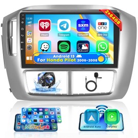 Roinvou [2G+64G] Car Radio for Honda Pilot 2006-2008 with Wireless Carplay/Android Auto, 9 Inch Android 13 IPS Touch Screen Car Stereo, Bluetooth, GPS Navi, WiFi, SWC, 28UI, DSP + Backup Camera