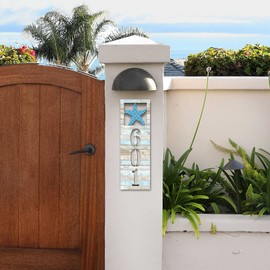 Starfish Wooden House Number Plaque | Address sign | Address House Numbers | Coastal Door Numbers Sign | Custom Home Address Sign MA989806