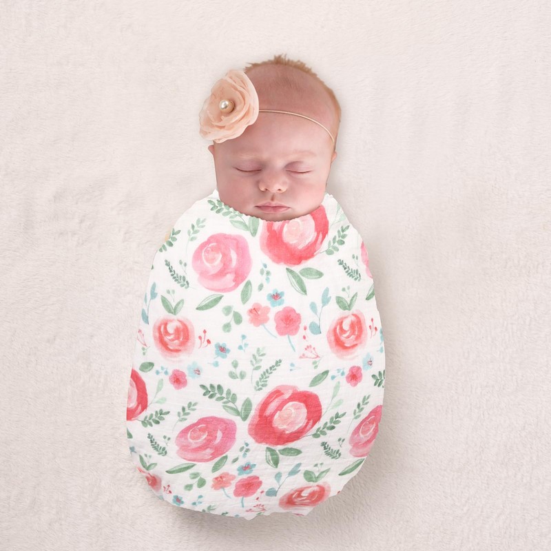 david's kids 4 Pack Baby Muslin Swaddle Blankets, 100% Cotton