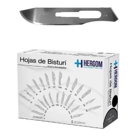 Hergom Hoja Para Bisturí No 22  Acero Al Cabón 200 Piezas