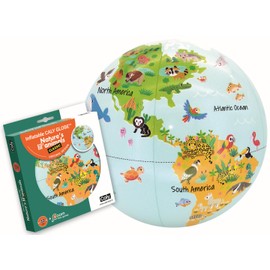 CALY - Inflatable globe "Nature's lil's animals" 30 cm - A globe for a first discover of nature and its wildlife with zoom information - English - 051B