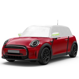 Car Cover Waterproof Replacement for Mini Cooper 3 Door 2000-2024, Waterproof Sunproof Half All-Weather Reflective Car Cover with Zip and Windproof Strap (Silver)