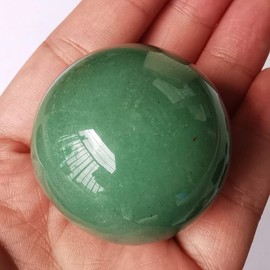 Manekieko Green Aventurine 40 mm Healing Crystal Divination Sphere Sculpture Figure Gemstone Ball, Feng Shui Chakra Aura Home Desk Decor Decorative Collection, with Wooden Stand