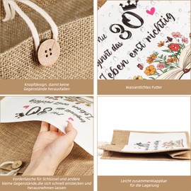 Giftota Jute Bag, Gift 60th Birthday Woman, Foldable Waterproof Shopping Bag for Girlfriend, Wife, Colleague, Mum, Jute Tote Bag, Shopper, Beach Bag