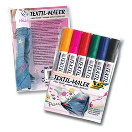 folia 580 - Textilmarker Basic Edition, 6 Marker farbig sortiert