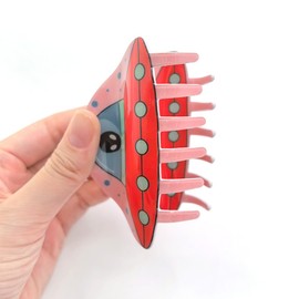 Alien Ship Design Hair Claws Non Slip 3.9" Hair Clips for Women Girls Medium Thick Hair Accessories, Pink
