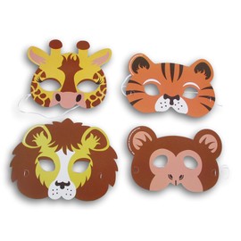 Show-Offs Jungle Party Animal Paper Masks - Party Craft Favors - 8 Count, White