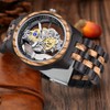 Dentily Men's Hollow Analog Wooden Watch Retro Gear Carving Design