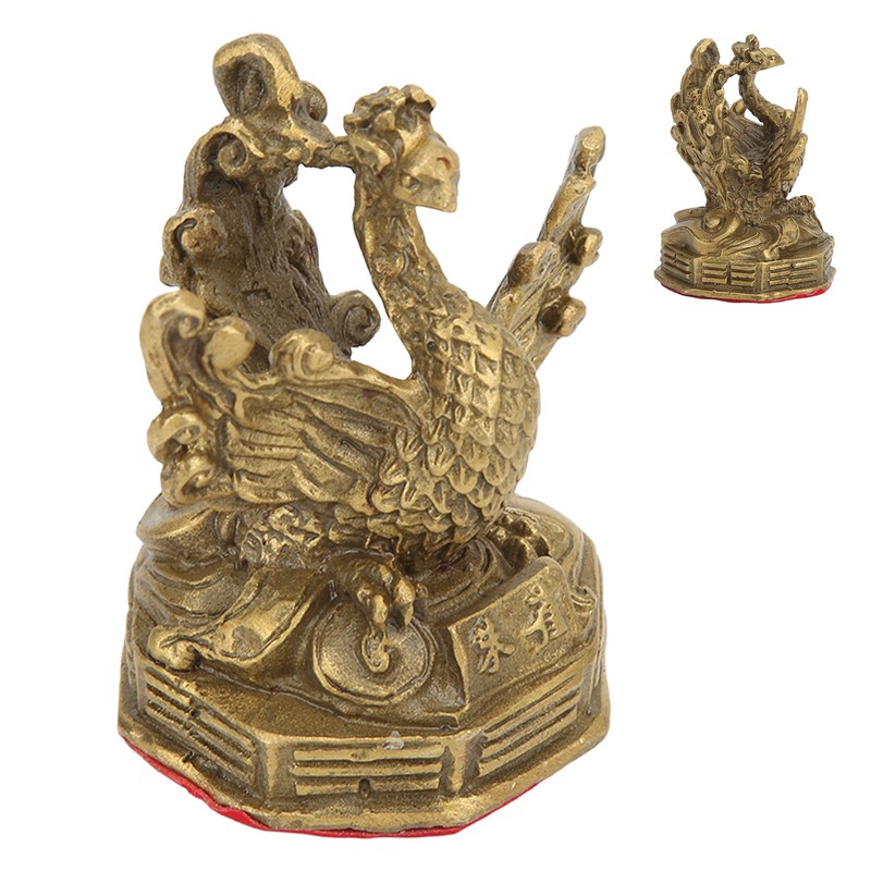Brass Phoenix Statue High Hardness Good Gloss Phoenix Decorative Figurines