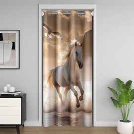 Feelyou Galloping Horse Closet Door Cover Curtain for Living Room 34x80 Inch 1 Panel Bird Door Curtain for Doorway Privacy 30%-50% Room Darkening Blackout Curtain Doors with Windows Room Decor