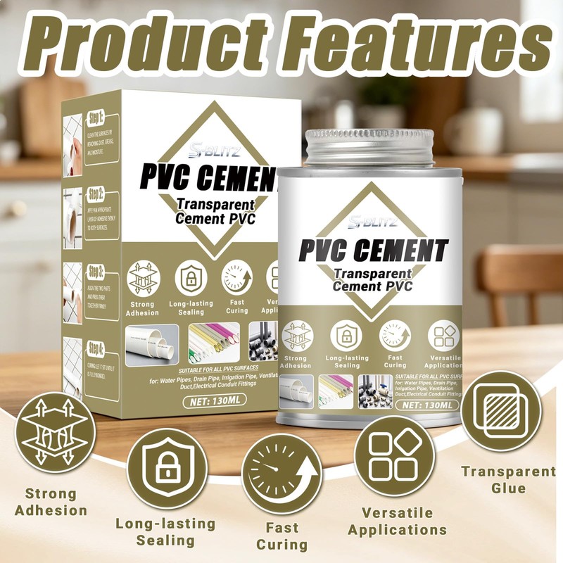 PVC Cement, PVC Pipe Glue, Strong Bonding Strength Pressure, 4.58