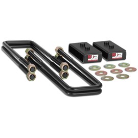 J2 Engineering 1.5" Rear Lift Block Leveling Kit Compatible With 04-17 F150, with Square Leaf Spring U-Bolt Kit, J2-LK-FD-R-002-BK