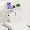 White Paper Towel Holder Wall Mount with Shelf - Adhesive