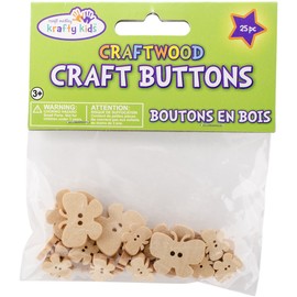 Multicraft Imports Craftwood Butterflies Shaped Buttons (25 Pack), 13mm to 27mm