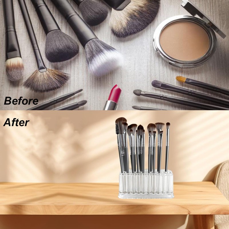 Clear Acrylic Lipstick Organizer Makeup Nail Brush Eyeliner Lip Liner