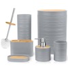 CERBIOR Bathroom Accessories Set 6 Piece Bamboo Bath Ensemble Includes
