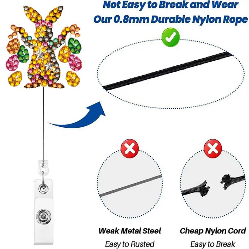 DoxQcs DIY Diamond Art Painting Retractable Badge Clip, Retractable Badge