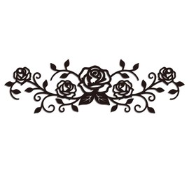 WADORN Flower Floral Metal Wall Art Decor, Rose Branch Minimalist Art Wall Sculpture Decor Flower Rose Border Line Ornament Hanging Sign for Office Bedroom Living Room Bathroom Decor, 11.8x3.5 Inch