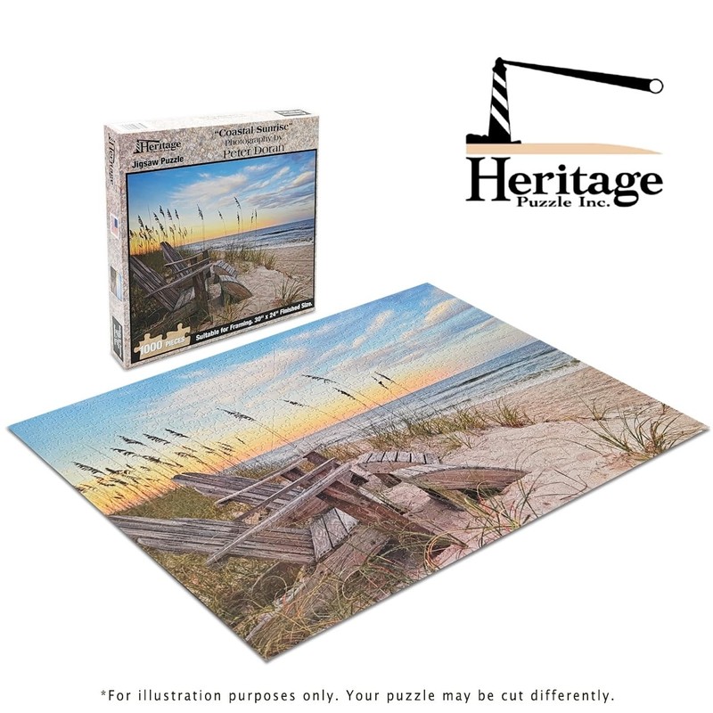 Heritage Puzzle Coastal Sunrise Beach Ocean Jigsaw Puzzle for Adults