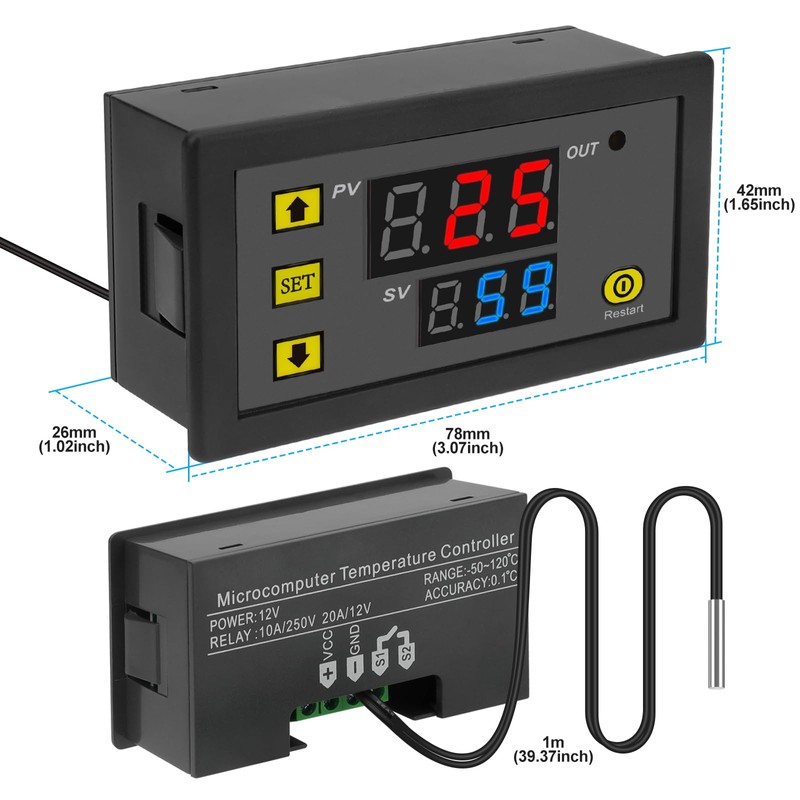 12V Temperature Controller Module -50 to 120°C Digital Temperature Switch