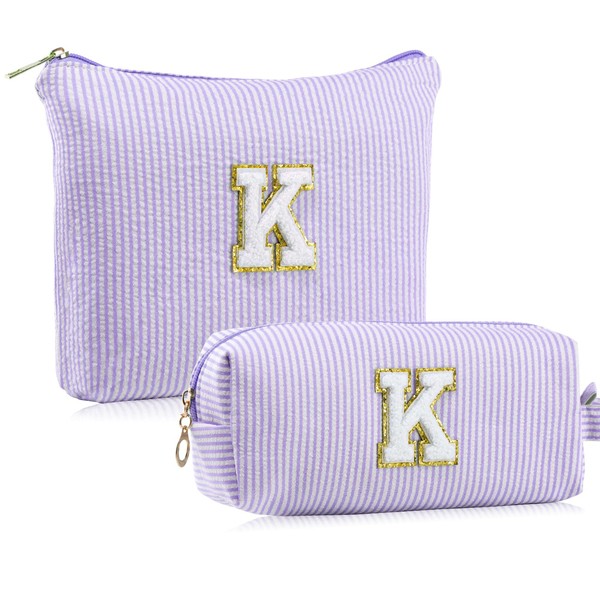 MSQ A-Z Personalized Initial Make up Bags (K, Purple)